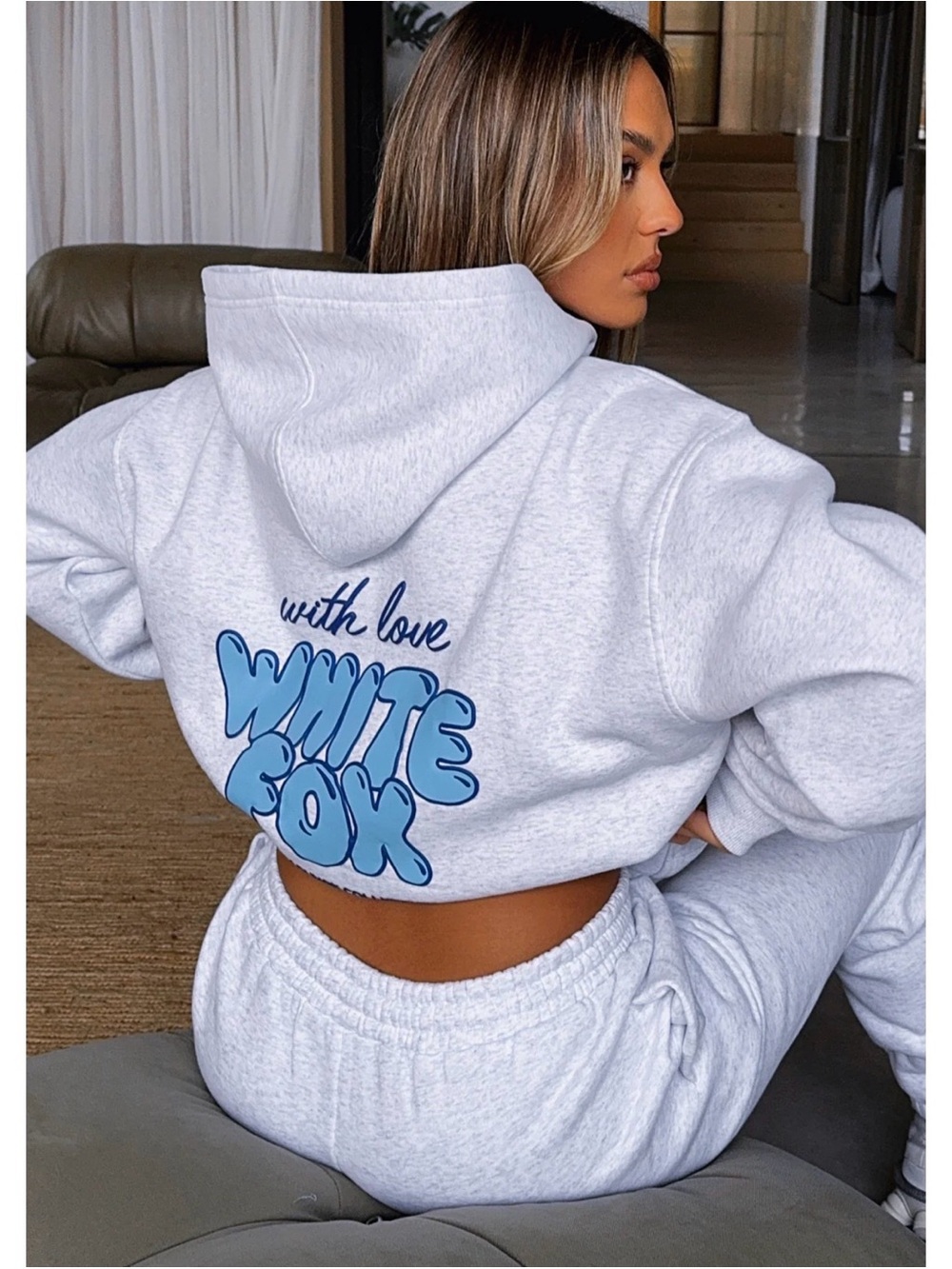White Fox Boutique Women’s With Love Always Oversized Hoodie Grey Marle XS/S